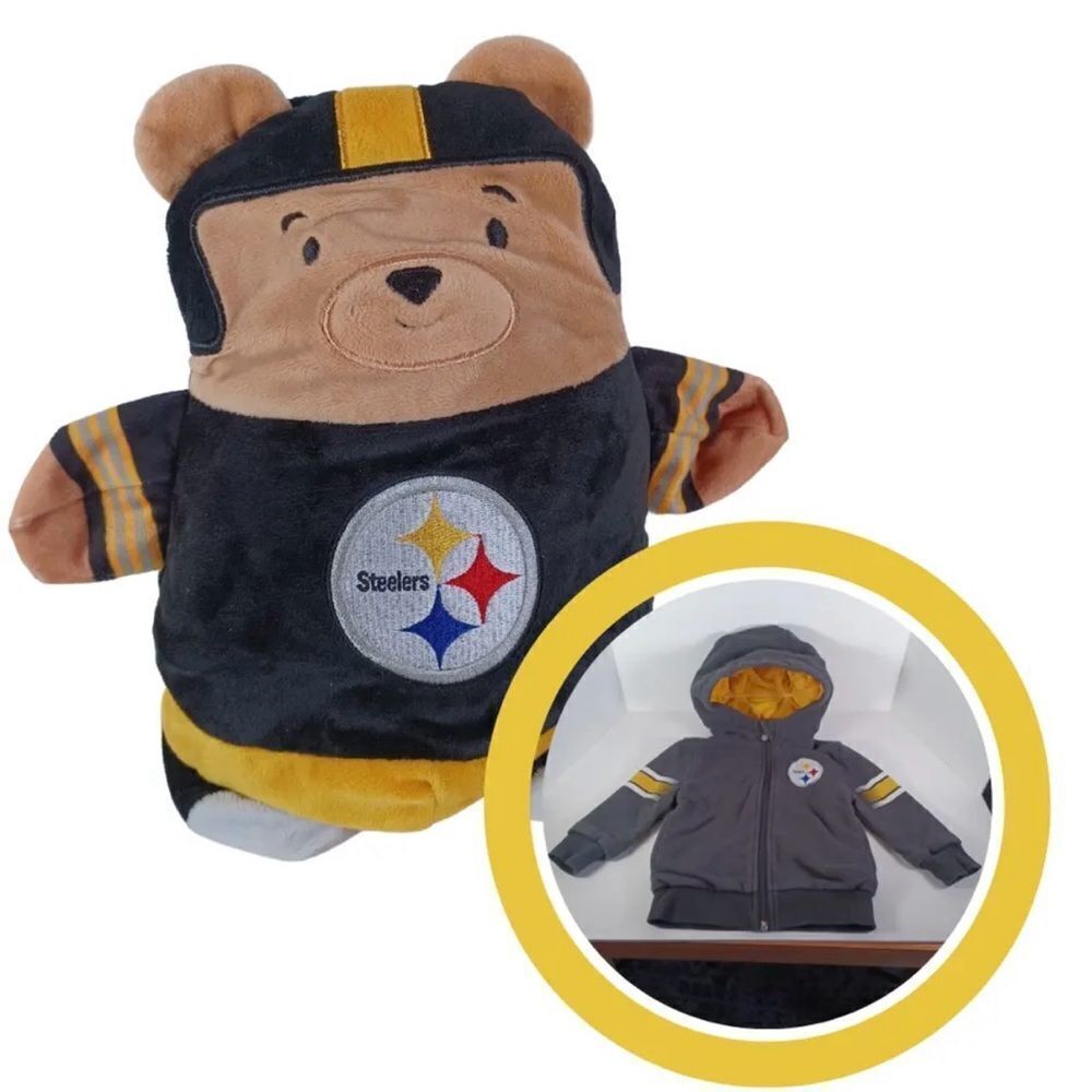 Steelers NFL Team Apparel Kids Cubcoat 2-in-1 Plush Toy Hoodie-4/5 child Toddler